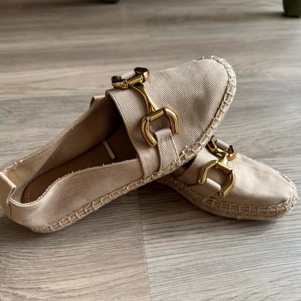 Zara Tan Espadrilles with Gold Accent